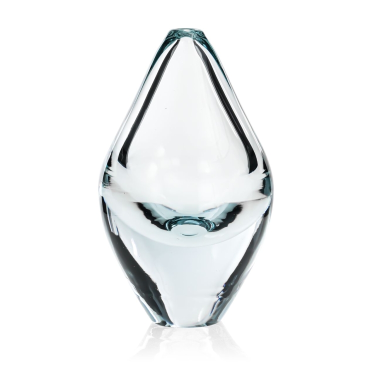 Ekskluzywny ręcznie robiony Wazon szklany na kwiaty bezbarwny HANDMADE 25 cm