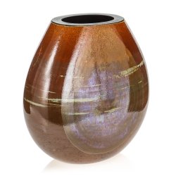 Ekskluzywny ręcznie robiony Wazon szklany na kwiaty brązowy HANDMADE 26 cm