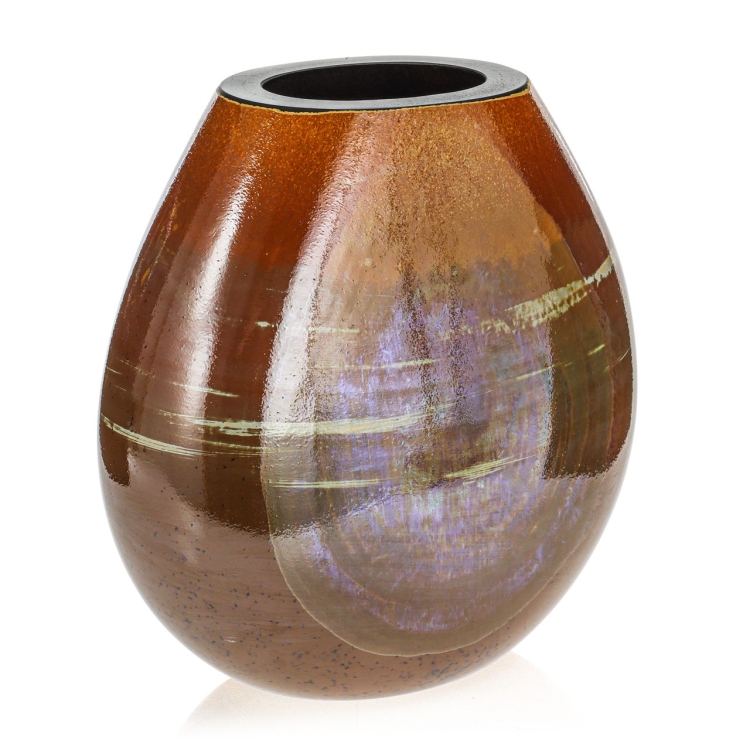 Ekskluzywny ręcznie robiony Wazon szklany na kwiaty brązowy HANDMADE 26 cm