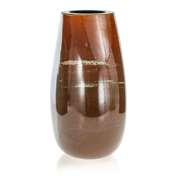 Ekskluzywny ręcznie robiony Wazon szklany na kwiaty brązowy HANDMADE 26 cm