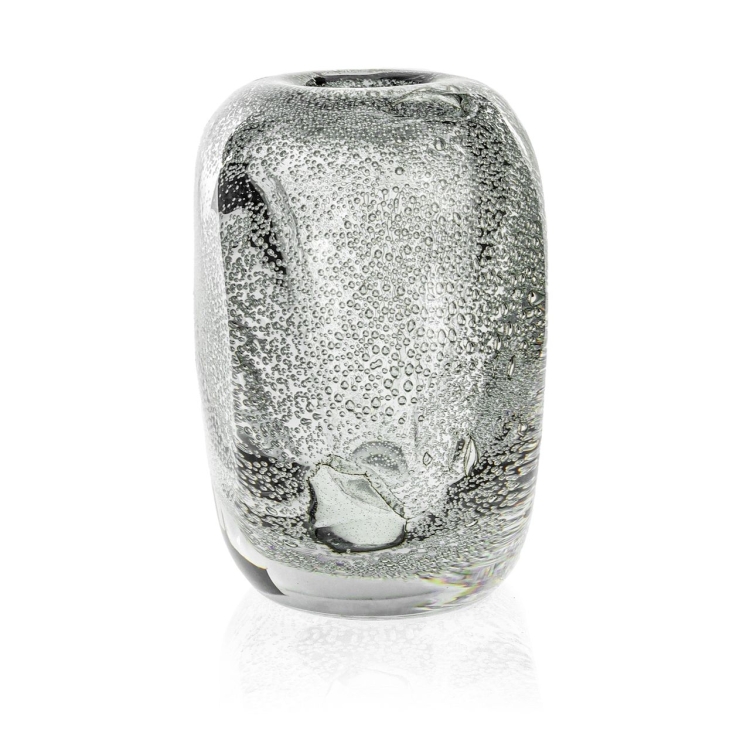 Ekskluzywny ręcznie robiony Wazon szklany na kwiaty bezbarwny bąbelki HANDMADE 15 cm