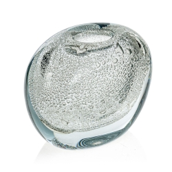 Ekskluzywny ręcznie robiony Wazon szklany na kwiaty bezbarwny bąbelki HANDMADE 15 cm