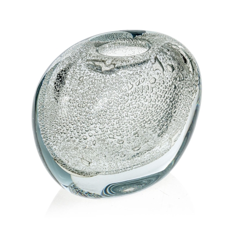 Przejdź do produktu Ekskluzywny ręcznie robiony Wazon szklany na kwiaty bezbarwny bąbelki HANDMADE 15 cm