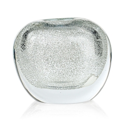 Ekskluzywny ręcznie robiony Wazon szklany na kwiaty bezbarwny bąbelki HANDMADE 15 cm