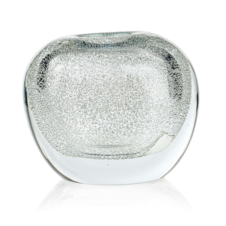 Przejdź do produktu Ekskluzywny ręcznie robiony Wazon szklany na kwiaty bezbarwny bąbelki HANDMADE 15 cm