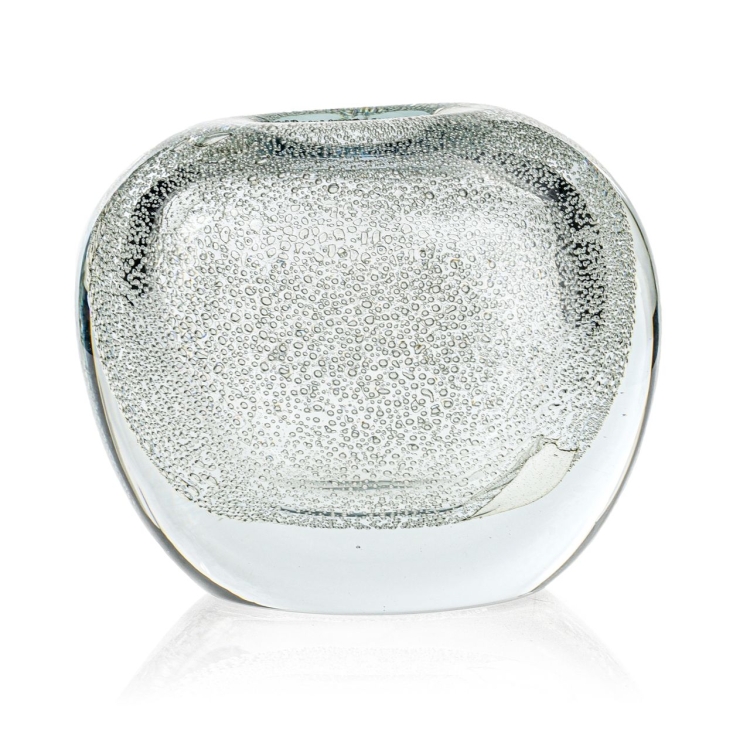 Ekskluzywny ręcznie robiony Wazon szklany na kwiaty bezbarwny bąbelki HANDMADE 15 cm