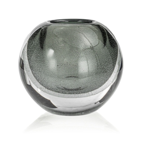 Przejdź do produktu Ekskluzywny ręcznie robiony Wazon szklany na kwiaty szary HANDMADE 13,5 cm