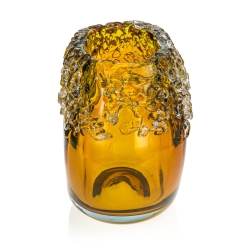 Ekskluzywny ręcznie robiony Wazon szklany na kwiaty żółty HANDMADE 23 cm