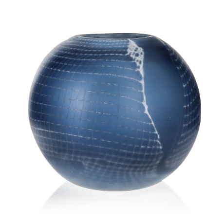 Przejdź do produktu Ekskluzywny ręcznie robiony Wazon szklany na kwiaty niebieski HANDMADE 22 cm