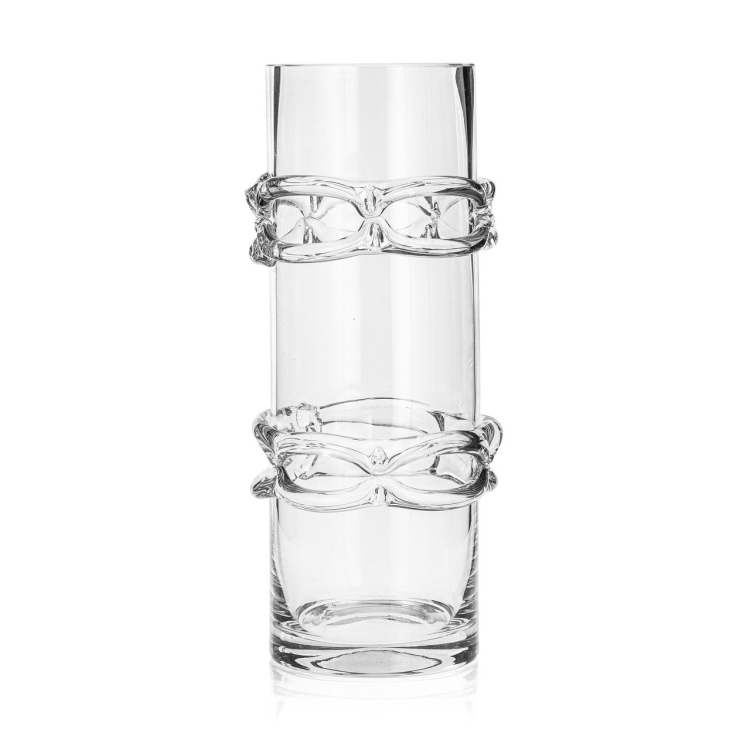 Ekskluzywny ręcznie robiony Wazon szklany na kwiaty bezbarwny HANDMADE 33 cm