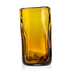 Ekskluzywny ręcznie robiony Wazon szklany na kwiaty żółty HANDMADE 30 cm