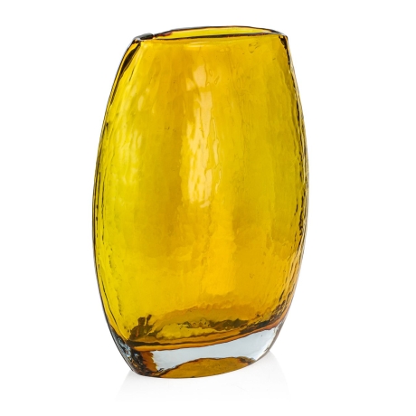 Przejdź do produktu Ekskluzywny ręcznie robiony Wazon szklany na kwiaty żółty HANDMADE 32 cm