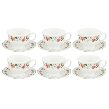 Przejdź do produktu AMBITION Rosalia dekorowany serwis kawowy dla 6 osób, filiżanki + spodki, 12-elementowy, kwiatowy wzór