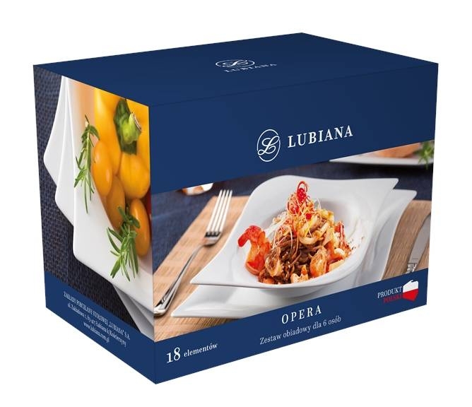 Zestaw obiadowy dla 6 osób LUBIANA Opera 18el Biały