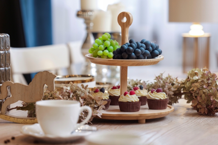 Patera 2 poziomowa bambusowa Berretti BR-0305 26/20x27cm