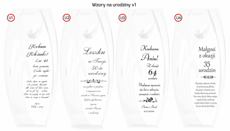 Wazon dekoracyjny SWAROVSKI 32cm Tulipan z grawerem, na ślub, podziękowania