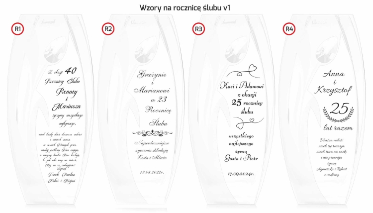 Wazon dekoracyjny SWAROVSKI 26cm Tulipan z grawerem, na ślub, podziękowania