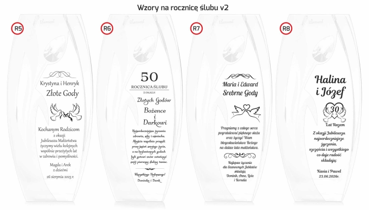 Wazon dekoracyjny SWAROVSKI 26cm Tulipan z grawerem, na ślub, podziękowania