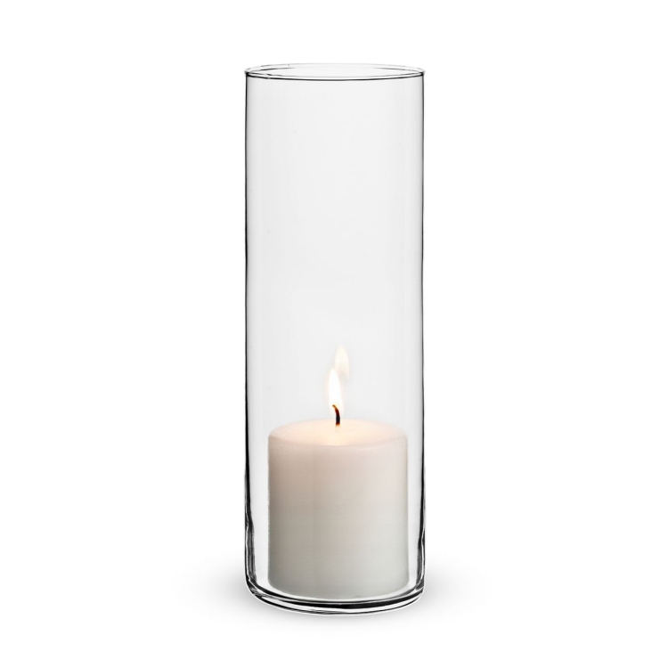 Bezbarwny klasyczny szklany wazon cylinder/tuba na kwiaty ozdoby Trend Glass 29,5cm