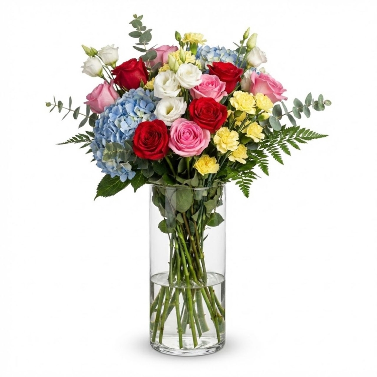Bezbarwny klasyczny szklany wazon cylinder/tuba na kwiaty ozdoby Trend Glass 29,5cm