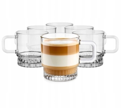 Komplet kawowy STELLA 240ml 12szt 6 osób - szklane filiżanki + spodki