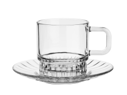 Komplet kawowy STELLA 240ml 12szt 6 osób - szklane filiżanki + spodki