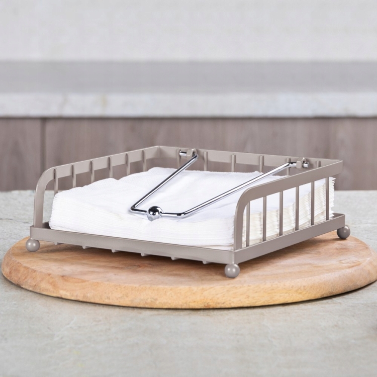 Serwetnik z dociskiem metalowy Berlinger Haus Taupe BH-8592