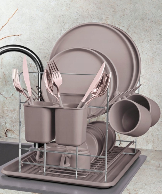 Suszarka dwupoziomowa do naczyń ociekacz Berlinger Haus Taupe BH-8596