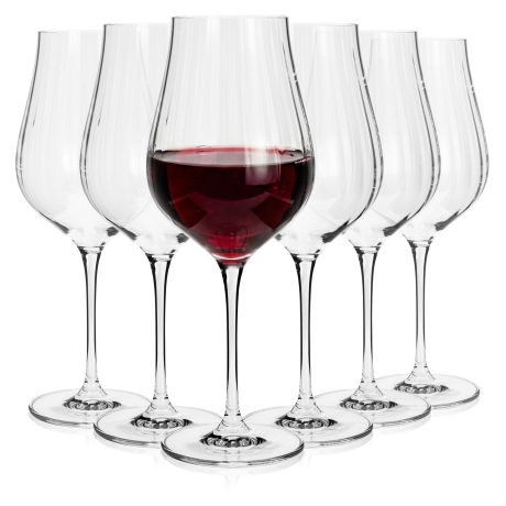 Przejdź do produktu Kieliszki ryflowane / karbowane z OPTYKIEM BOHEMIA Limosa Optic do wina wody 650 ml | 6 szt.