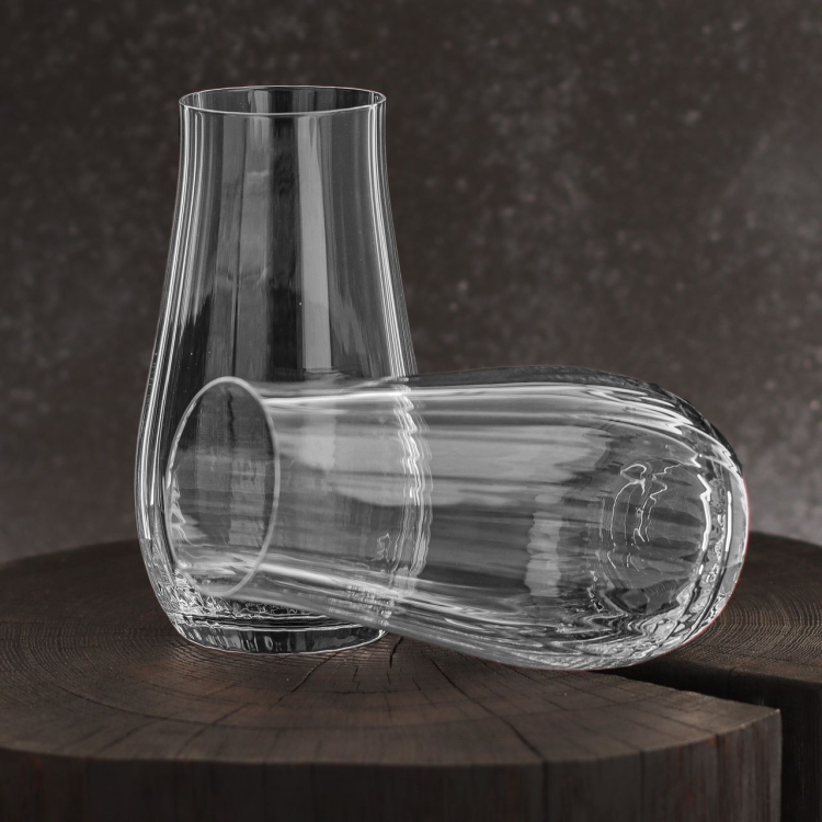 Szklanki wysokie ryflowane / karbowane z OPTYKIEM BOHEMIA Limosa Optic long drink do wody soku napojów 450 ml | 6 szt.