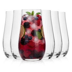 Szklanki wysokie ryflowane / karbowane z OPTYKIEM BOHEMIA Limosa Optic long drink do wody soku napojów 450 ml | 6 szt.