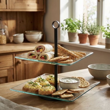 Przejdź do produktu Szklana patera piramida 2 poziomy  21/25 cm Ambition LAURA