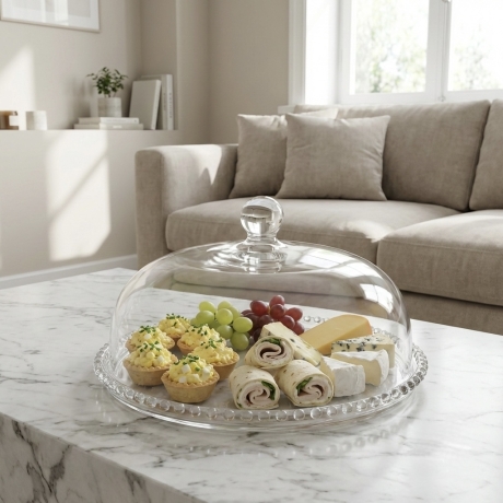 Przejdź do produktu Szklana patera z kloszem Kulki 32 cm JASŁO 