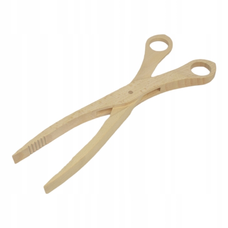 Przejdź do produktu Drewniane szczypce nożyce chwytak do grilla 29cm