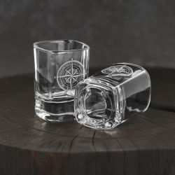 Kieliszki do wódki RÓŻA WIATRÓW (kwadratowe) 55 ml 6 szt. w pudełku Szklanka.pl