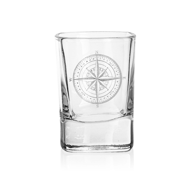 Kieliszki do wódki RÓŻA WIATRÓW (kwadratowe) 55 ml 6 szt. w pudełku Szklanka.pl