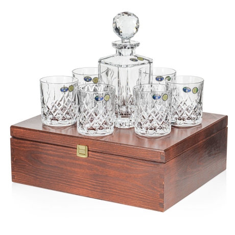 Przejdź do produktu Kryształowy komplet do whisky BOHEMIA Brixton 6+1 w skrzynce z GRAWEREM
