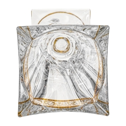 Kryształowy solidny wazon / puchar skręcony na nodze BOHEMIA QUADRON GOLD 390mm