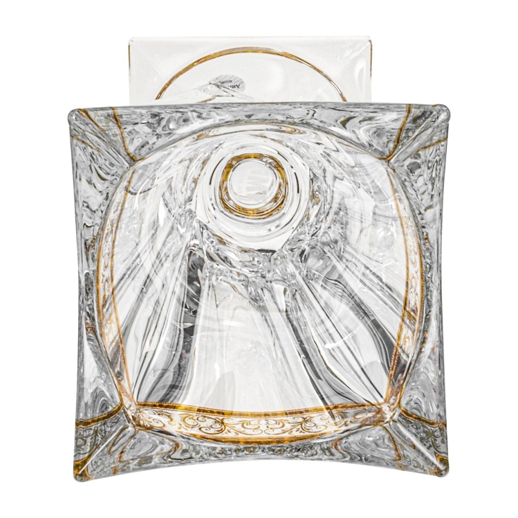 Kryształowy solidny wazon / puchar skręcony na nodze BOHEMIA QUADRON GOLD 390mm