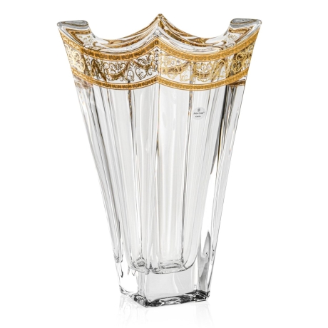 Przejdź do produktu Kryształowy solidny wazon skręcony BOHEMIA QUADRON GOLD 305mm 