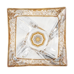 Kryształowa solidna patera / salaterka skręcona BOHEMIA QUADRON GOLD 230x230mm | Ø 330mm