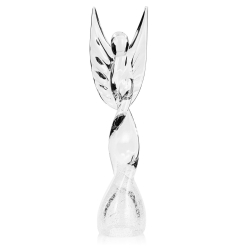 Duża szklana rzeźba Anioł skręcony 43cm - SODA + kolor bezbarwny