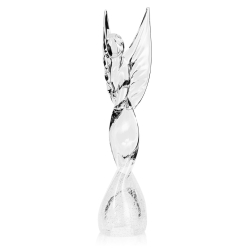 Duża szklana rzeźba Anioł skręcony 43cm - SODA + kolor bezbarwny