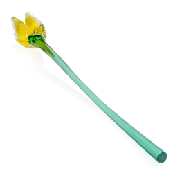 Szklana kwiat Tulipan 42cm - kolor żółty
