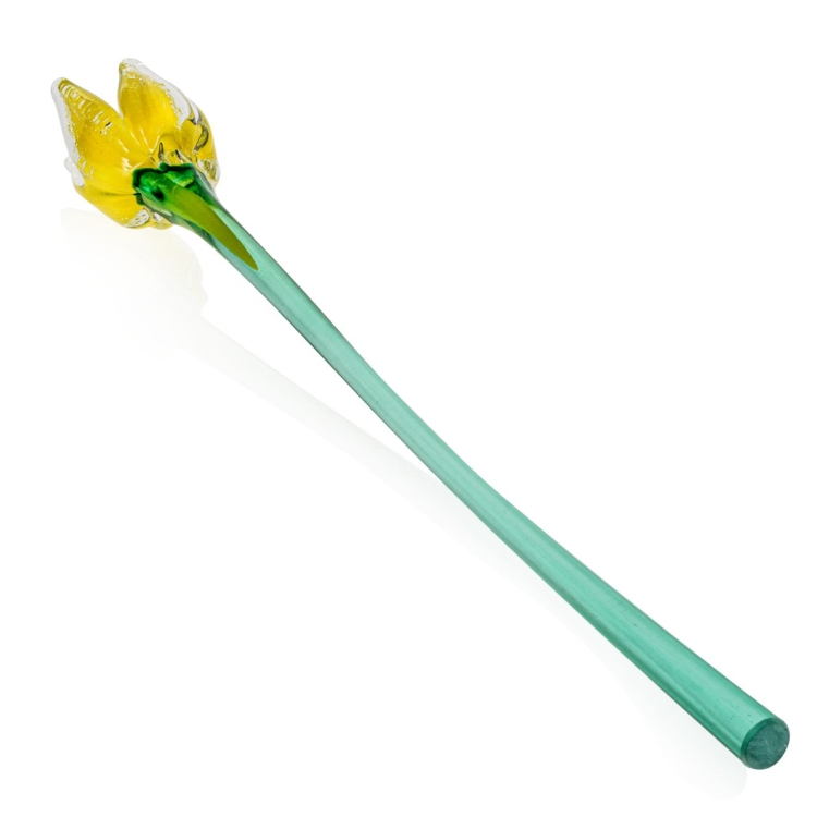 Szklana kwiat Tulipan 42cm - kolor żółty