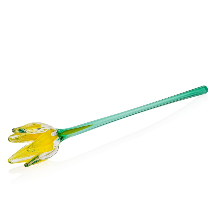 Szklana kwiat Tulipan 42cm - kolor żółty