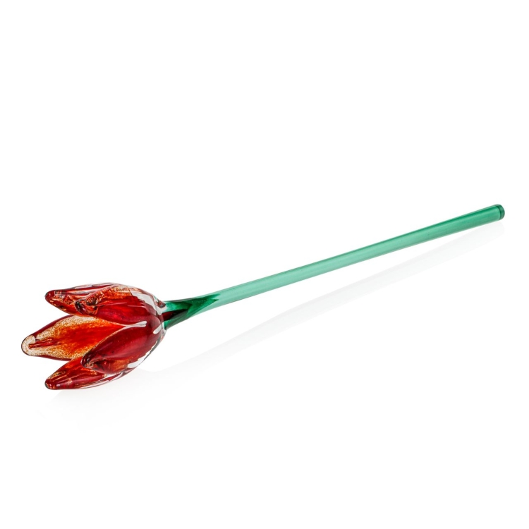 Szklana kwiat Tulipan 42cm - kolor czerwony