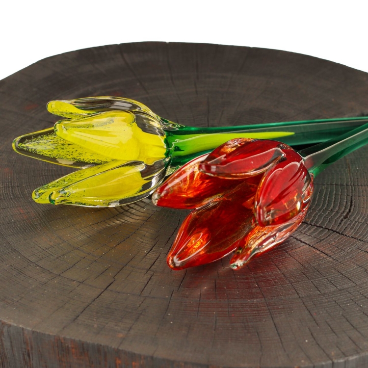 Szklana kwiat Tulipan 42cm - kolor czerwony
