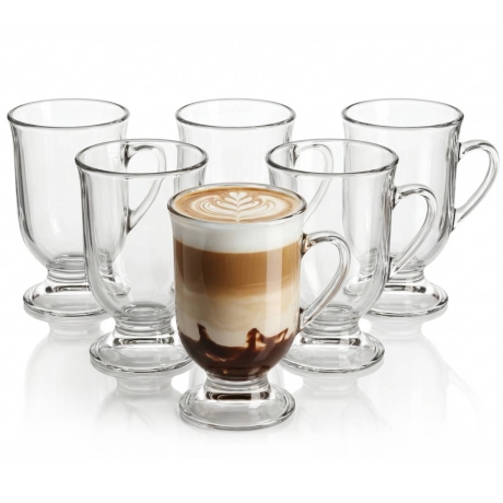 Przejdź do produktu Szklanki KUBKI na stopce do kawy herbaty ELTON XXL | 420ml | 6szt