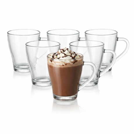 Przejdź do produktu Szklanki kubki z uchem do kawy latte herbaty HUGO 360ml 